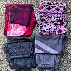 Capri leggings XS, 4 bundle, pink grey blue yoga pants